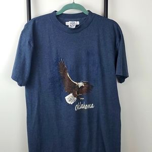 Vintage Kansas City 90s Blue Oklahoma Eagle Short Sleeve  Men T-shirt Size L